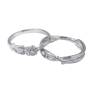 旦早荆棘玫瑰情侣戒指一对925纯银素圈对戒情侣款生日礼物送女友