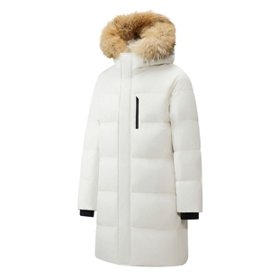 男士白色中长款毛领羽绒服男款冬季加厚保暖羽绒外套冬装2026新款