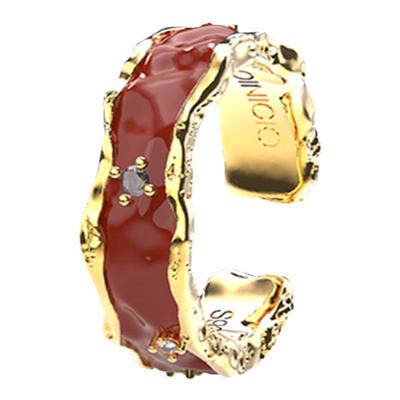 初印925银暗红滴胶戒指生日礼物