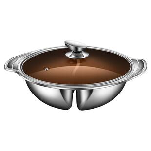 304一体成型鸳鸯锅火锅家用电磁炉专用不锈钢火锅锅盆打边炉商用