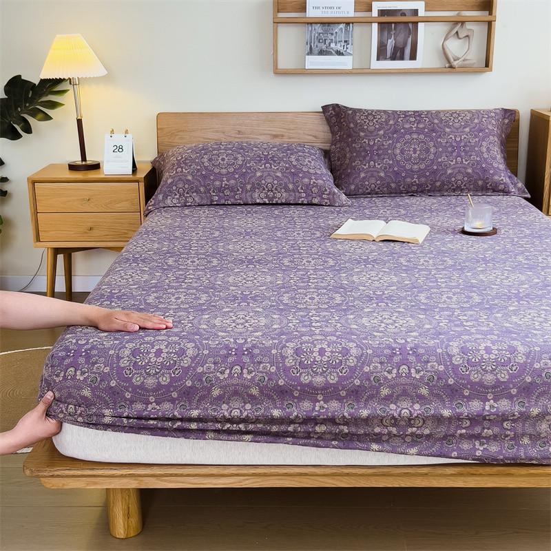 A类全棉双面色织提花双层纱床笠三件套纯棉母婴级床品床垫保护罩