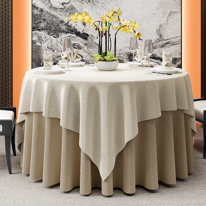 酒店桌布加厚大圆桌布感圆桌台布饭店餐厅家用圆形餐桌布布艺