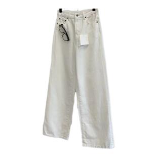 row意大利进口极简白色阔腿牛仔裤