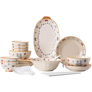 碗家用2025新款高颜值釉下彩碗盘餐具单品陶瓷碗碟碗具单个景德镇