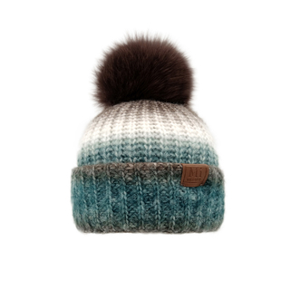 冰岛儿童扎染渐变色针织帽子秋冬男女宝宝保暖护耳狐狸毛球毛线帽
