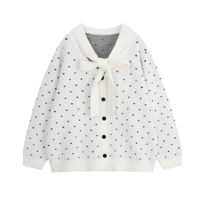 YUZI鱼子波点开衫毛衣显瘦大码女