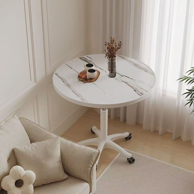 简约带滑轮圆桌可升降阳台洽谈休闲沙发家用边小桌床头小桌接待桌