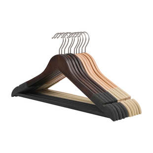 家用实木植绒防滑衣架成人大衣架衣橱收纳衣挂酒店宾馆无痕衣服撑