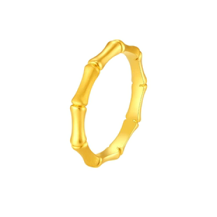 老凤祥黄金竹节戒指女足金抛光指环节节高升素圈戒子首饰生日礼物