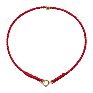 18K金珠小红绳高级感手链巨细蚕丝编绳 本命手绳足金编织手绳男女