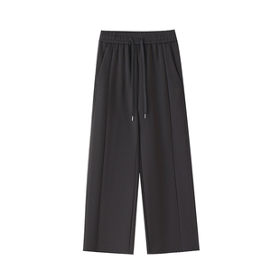 深灰色阔腿运动休闲裤女春季新款大码胖mm宽松垂感显瘦直筒卫裤子