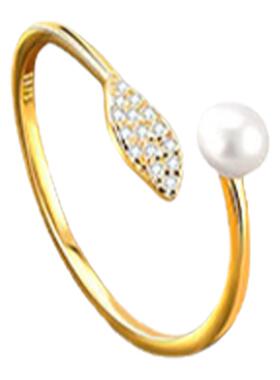 Baopu银戒指s925纯银戒指轻奢小清新气质小钻锆石珍珠纯银戒指