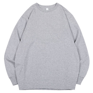 「禅」麒麟先生自制潮流男士纯色长袖圆领T恤青少年休闲打底上衣