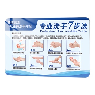 亚克力七步洗手法墙贴洗手间医院诊所幼儿园洗手消毒流程步骤示意图口腔科洗手池标识牌标准洗手图标识提示贴