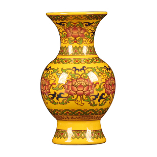 中成佛前花瓶莲花瓶描金供瓶家用插花瓶供佛财神仙家花瓶佛具用品