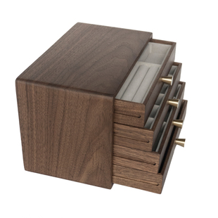 黑胡桃首饰收纳盒高档精日系手饰品送闺蜜礼实木珠宝盒多层首饰盒