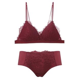 歌瑞尔红色本命年内衣女蕾丝美背文胸无钢圈细肩带透气三角杯新款