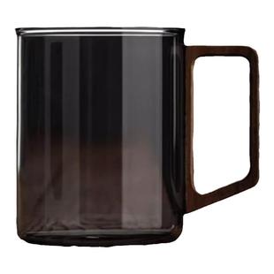 中式复古水杯待客茶杯耐高温木柄玻璃水杯工夫茶套装家用喝水杯子