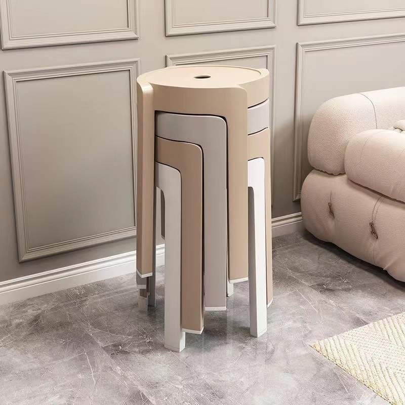 网红时尚塑料凳子加厚家用可叠放圆凳北欧餐凳简约创意风车凳