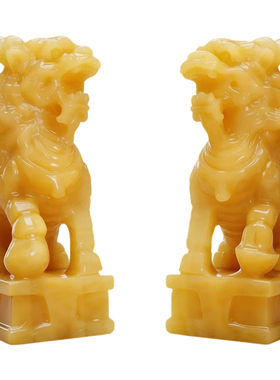 米黄玉石麒麟摆件镇宅招财