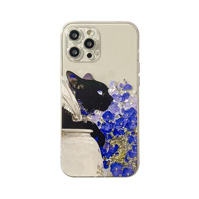 benefit紫色喇叭花黑猫17适用于iphone16promax苹果15PRO手机壳13新款14套12小众11透明xsmax硅胶xr防摔8plu