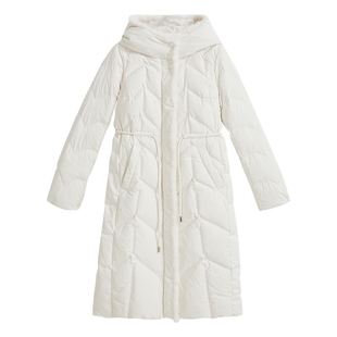 YINER音儿专选2025春季新款时尚长款加厚保暖水貂毛条连帽羽绒服