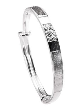 宝茉简约女9999足银手镯实心活口