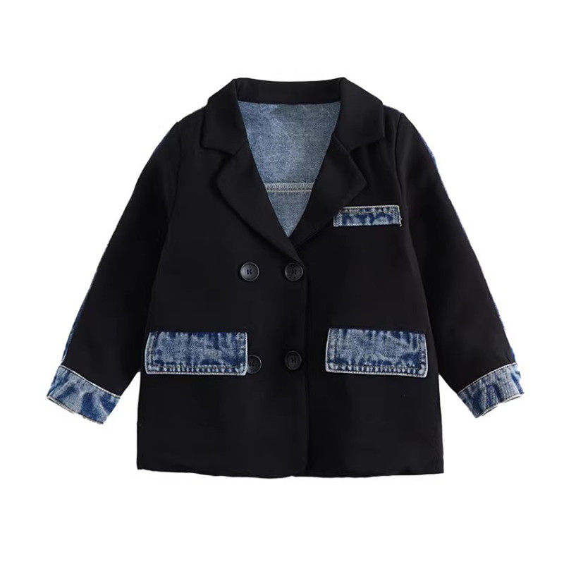 牛仔西服外套休闲阔腿裤两件套