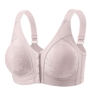 新款中老年前扣聚拢文胸妈妈内衣防下垂可调节无钢圈薄款透气胸罩