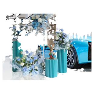 4S店交车仪式区展厅布置氛围感装饰摆件仿真花艺绢花假花场景布置