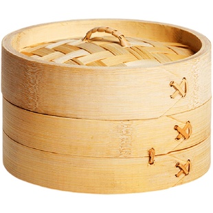 商用小蒸笼鲍鱼笼竹制小笼包精品蒸笼带把手小笼屉商用烧卖点心笼