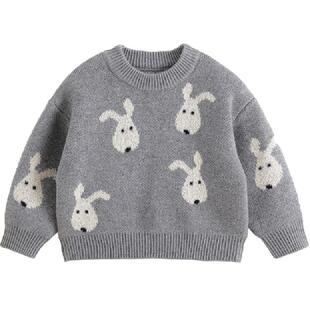 马克珍妮男童可爱小狗仿驼绒毛衣儿童针织衫秋冬新款