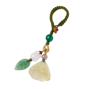 天然黄水晶莲蓬钥匙扣挂件手工原创好运连连高端玉石汽车钥匙链圈