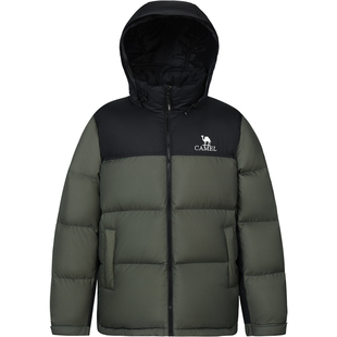 王俊凯同款骆驼火山羽绒服女冬装反季保暖连帽面包服黑色短外套