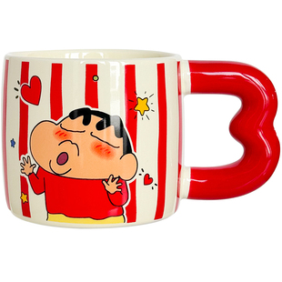 正版蜡笔小新马克杯陶瓷高颜值杯子大容量情侣水杯生日礼物早餐杯