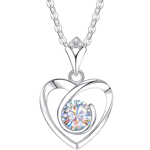 永恒之心爱心999纯银项链女士女莫桑石莫桑钻吊坠女款女生送女友