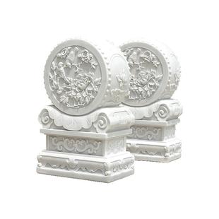 石雕门墩抱鼓石天然汉白玉家用中式别墅庭院门口装饰摆件一对石鼓