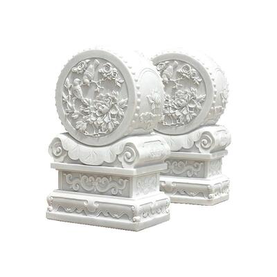 石雕门墩抱鼓石天然汉白玉雕刻家用中式别墅庭院门口一对石鼓包邮