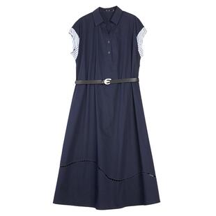 【蓝调信条】ELLE设计感连衣裙女装2026夏季新款长裙通勤衬衫裙子