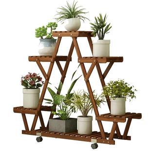 花园置物架落地式花架子多层室内外实木质客厅阳台防腐多肉盆栽架