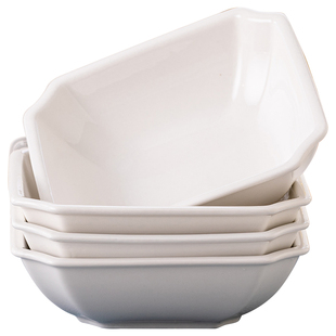 陶瓷汤碗家用釉下彩方碗纯白方形汤盆碗商用饭店大号盛烫碗大碗