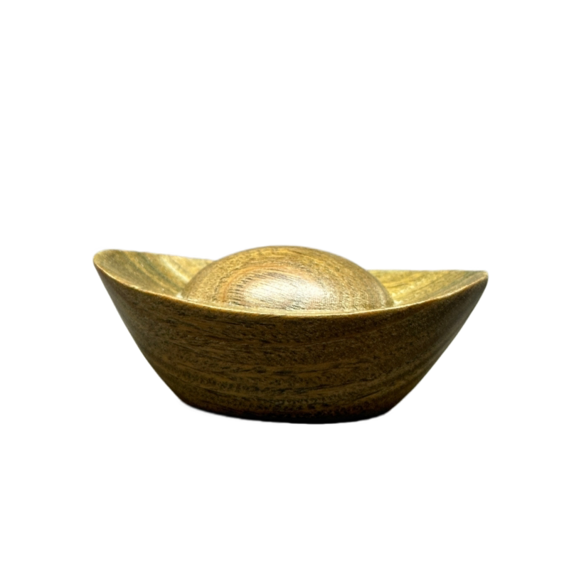 天然绿檀元宝文玩无漆无胶工艺品