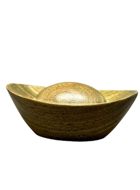 天然绿檀元宝文玩无漆无胶工艺品