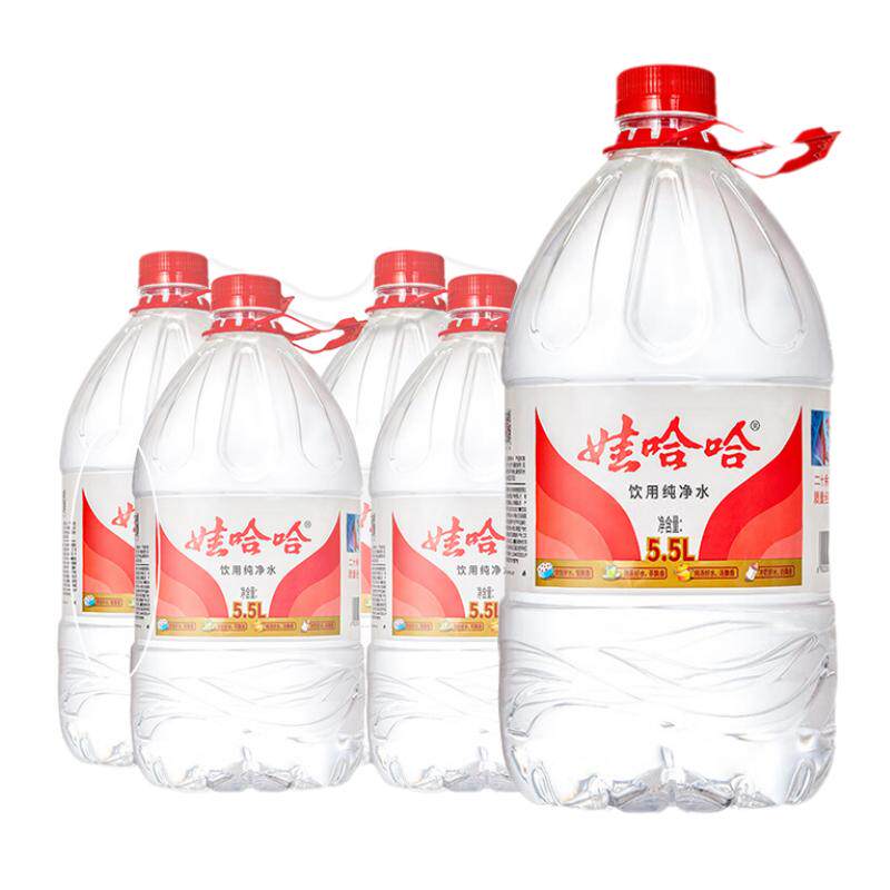 娃哈哈纯净水5.5L*4桶箱家庭大瓶桶装饮用水送货上门非5升矿泉水
