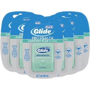 欧乐b舒适深洁/劲爽牙线40m*6盒 软滑glide扁细宽牙缝后槽牙沟渍