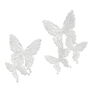 硬糖原创首饰秘密花园艺术感蝴蝶耳钉纯银烧白AB款不对称耳环耳饰