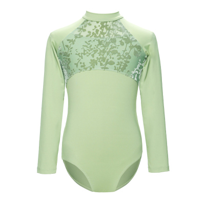 女童芭蕾舞练功连体服绿开裆