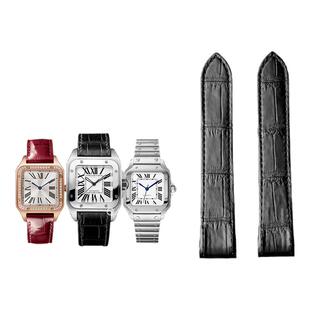 适用卡地亚山度士鳄鱼皮手表表带男女款杜蒙快拆头粒100周年表带