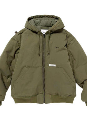 秋冬保暖宽松工装连帽棉服男