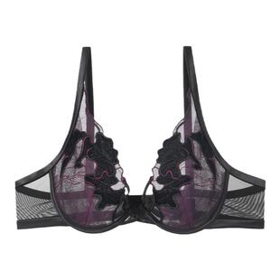 Liza Cheng东方美人系列百合花丝绒刺绣文胸薄款大胸内衣LB00170